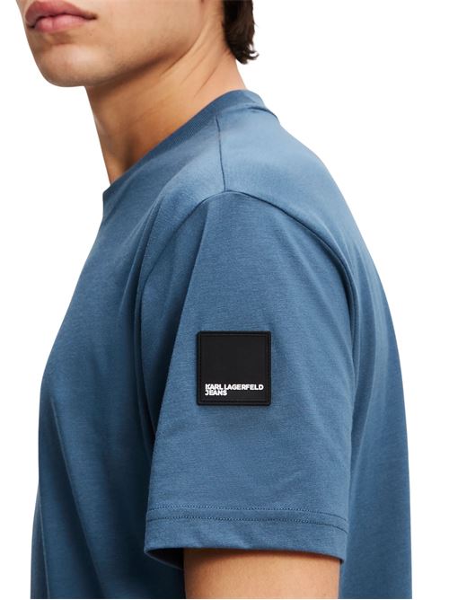 T-shirt blu petrolio in cotone Karl Lagerfeld jeans | A3M170031YU